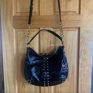 Authentic Michael Kors studded patent leather shoulder bag AP-1207